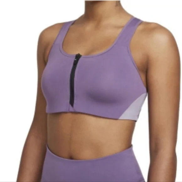 Nike Shape High Support Padded Zip Front Sports Bra Amethyst Smoke/Violet Haze - Picture 2 of 4